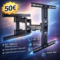 TV Mount Bracket Tilt Swivel Full Motion Feature Wall 45-75"