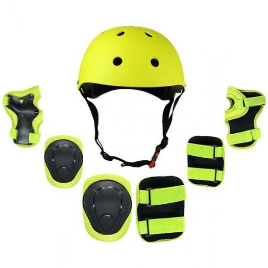 7 in 1 Kids Protective Gear Set - Helmet, Knee, Elbow & Wrist Pads Yellow