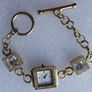 Pieces gold tone bracelet watch with crystal detail Image 2