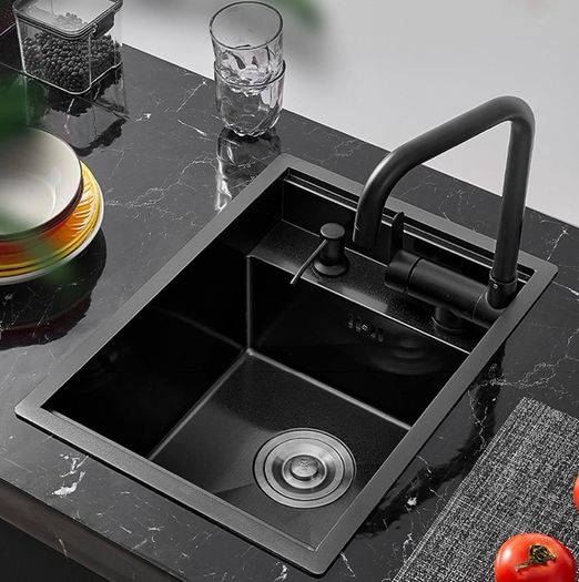 Hidden Concealed Kitchen Bar Sink with Folding Faucet, Hidden Stainless Steel Undermount Workstation Bar Sink for Small Prep RV (Black, 30x45x22CM)