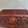 Vintage carved wooden letter organizer rack -1970s- front panel w/ floral design Image 7