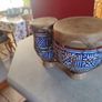 Moroccan small Bongo Drums CERAMIC BASE hand painted goat hide tops vintage Image 5