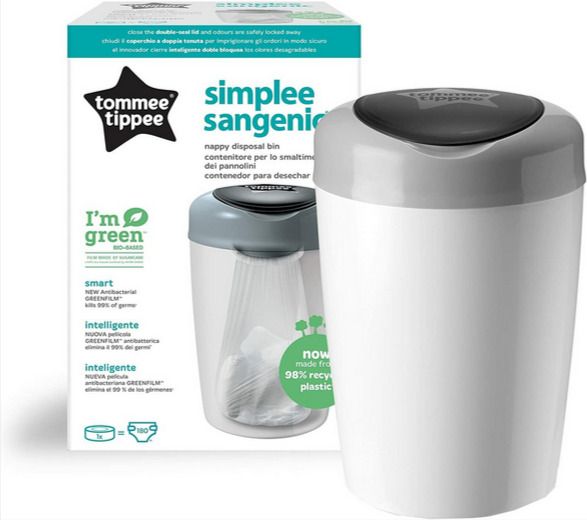BRAND NEW Tommee Tippee Simplee Sangenic Nappy Disposal Bin Grey