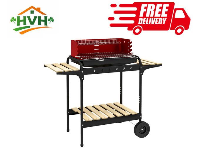 Charcoal BBQ, with Five Position Grill Grate - Red