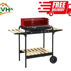 Charcoal BBQ, with Five Position Grill Grate - Red
