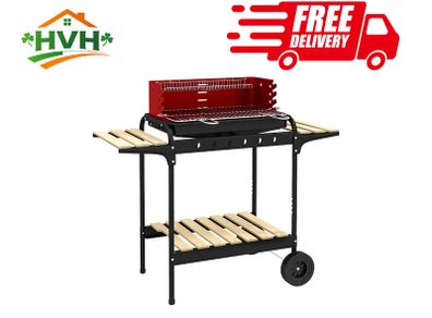Charcoal BBQ, with Five Position Grill Grate - Red