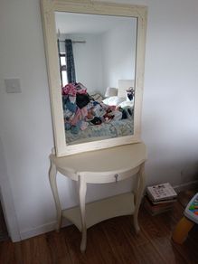 Cream Mirror & Demilune Table