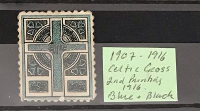 Ireland 1916 Sinn Fein Propaganda Stamp 2nd Printing in Blue and Black MNG