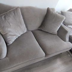Grey fabric two-seater sofa