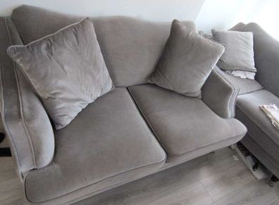 Grey fabric two-seater sofa