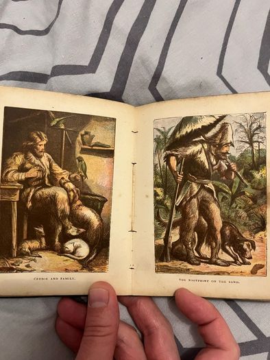 antique Robinson Crusoe by Defoe Illustrated book