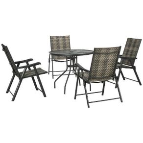 5 Piece Rattan Garden Dining Set