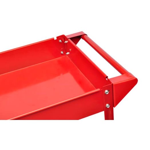 Set of 2 Workshop Tool Trolleys 100 kg Heavy-Duty Steel Garage Carts with 2 Shelves