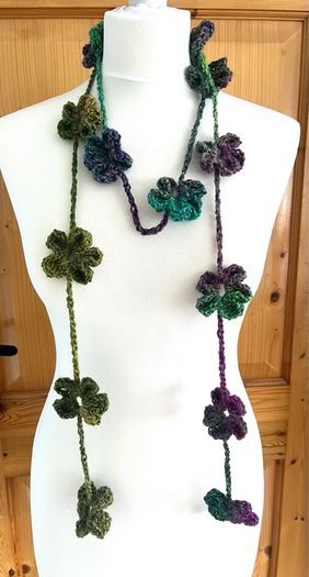 crochet flower scarf lariat