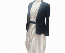 Irish Designer-Fee G, Soft Pink and Black Stripped Dress