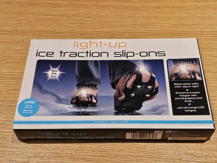 Non slip shoe grips slip-ons Anti ice w LED lights