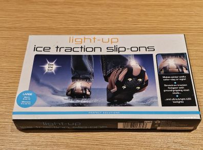 Non slip shoe grips slip-ons Anti ice w LED lights