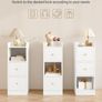 Slim Bedside Tables Set of 2, Narrow Side Table with 2 Drawers, Bedside Cabinet with Open Compartment, Adjustable Drawer Position for Bedroom, Living Room, 30 x 24 x 65 cm White Image 4