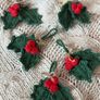 Beautiful crochet Holly leaves Image 2