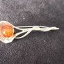 AP Sterling Silver 925 Amber Set Foliate Pin or Brooch 2 Inch Length Image 2