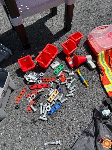 Construction bench, tool trolley & box, fireman bundle