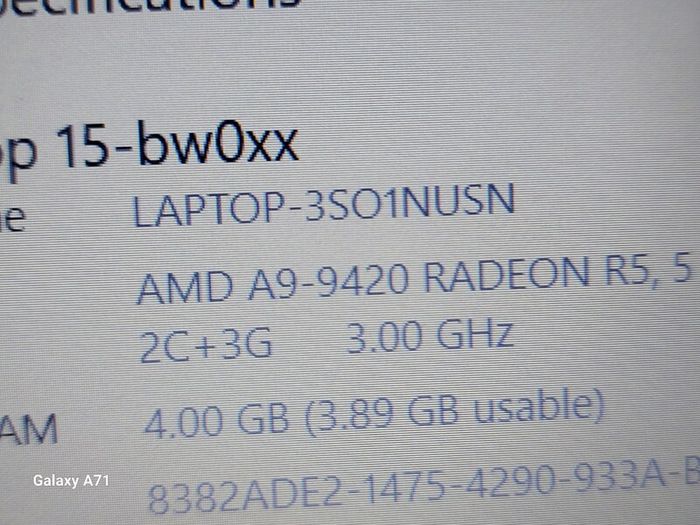 HP 15.6 inch Laptop, TPN-C130, 4GB Ram, 1 Terrabyte, Windows 10, AMD A9-9420 Radeon R5, 5 Compute Cores, 2C+3G, 3.0GHz, Microsoft Edge, Chrome