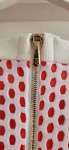 SANDRO Paris White Mesh and Coral layered top Sz 3 (Fit 10-12UK) - Rrp 175 (New)