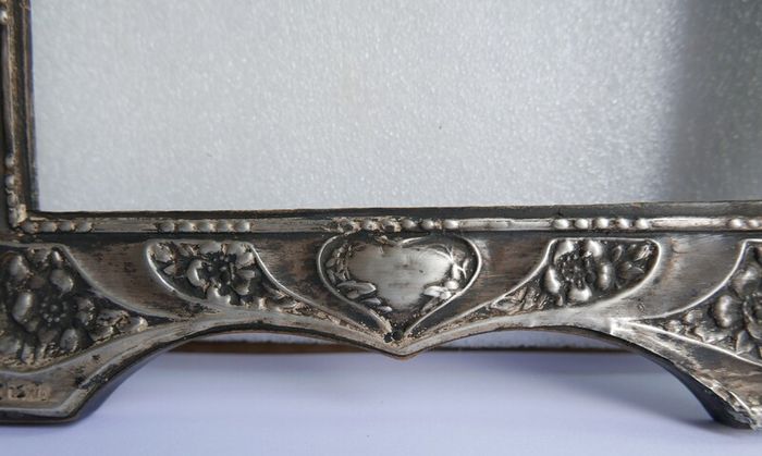 Antique Edwardian Wooden & Sterling Silver Photo Frame Art Nouveau  1800s