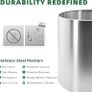30cm Pots for Plants, Stainless Steel Round Rim Round Planter with Wheels Trolley, Large Plant Pots for Indoor, Outdoor, Business Space, Public Places, Easy to Clean and Move Image 3