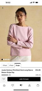 Ladies joules harbour pink boat neck Breton top size 20 worn once!