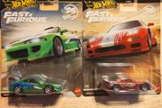 Hot Wheels Premium Fast And Furious 1995 Mitsubishi Eclipse 1/5 And Hot Wheels Premium Fast And Furious 1995 Mazda Rx-7 1/5