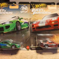 Hot Wheels Premium Fast And Furious 1995 Mitsubishi Eclipse 1/5 And Hot Wheels Premium Fast And Furious 1995 Mazda Rx-7 1/5