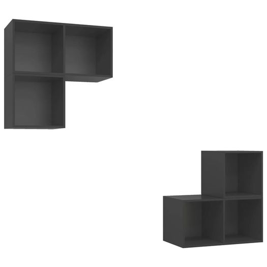 4 Piece TV Cabinet Set Grey Chipboard