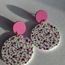 Matte Pink Round Stud Pink Blossom Polymer Clay Earrings Image 6