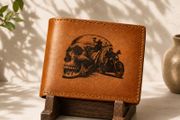Men Skull Motorcycle Wallet Biker Wallet Leather Bifold Wallet Motorcycle Rider Gift