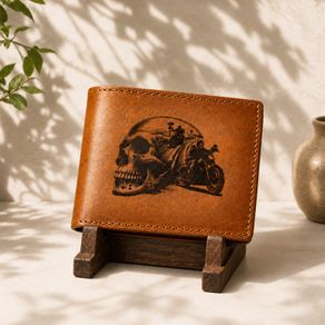 Men Skull Motorcycle Wallet Biker Wallet Leather Bifold Wallet Motorcycle Rider Gift