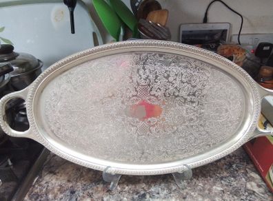 Heavy EPNS Ovel Tray with Handles