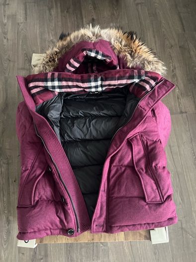 Burberry Faux Fur Trim Hooded Puffer Jacket Excellent Condition