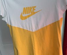 Nike ladies yellow white logo top size L UK16 EU44 Perfect condition Postage included