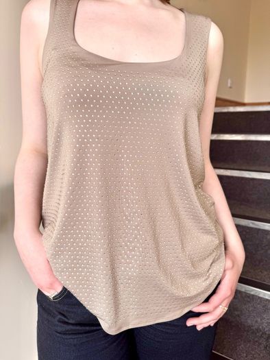 River Island Beige Rhinestone Top - UK 6 Fits UK 8