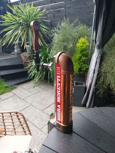 Birra Moretti Beer pump complete with drip tray and bracket.Will need a 24v transformer to light it.