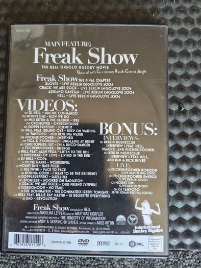 Freak Show - International DeeJay Gigolo Records DVD - Region 0 PAL
