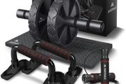 Gym Equipment for Home Workout (Ab Roller Wheel Set, Skipping Rope, Push-up Handles). Fitness Exercise, Strength Training Equipment for Abs, Weight Loss, Sport Accessories for Men Women (FREE POSTAGE)
