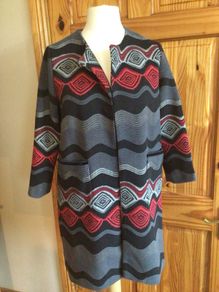 Ladies Black Red and Grey Wool Blend Dress Coat size M 12/14 including postage