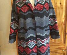 Ladies Black Red and Grey Wool Blend Dress Coat size M 12/14 including postage