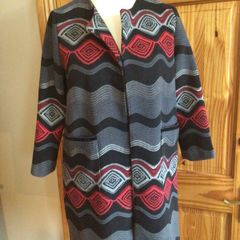 Ladies Black Red and Grey Wool Blend Dress Coat size M 12/14 including postage