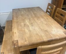 Solid Oak Kitchen Table (extendable), 4 Dining Chairs and Bench Seat