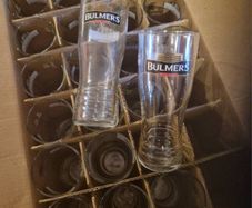 Box, 22  bulmers irish cider, offical branded pint glasses