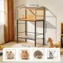 BingoPaw Wood Hamster Cage Chewproof Large Hamster Cages with Storage Shelf, Glass Panels, Ventilation Holes, Built-in LED Light, for Small Pets, Guinea Pig (80 / 40 / 40cm) Image 2
