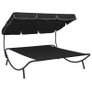 Outdoor Lounge Bed with Canopy Black Image 5